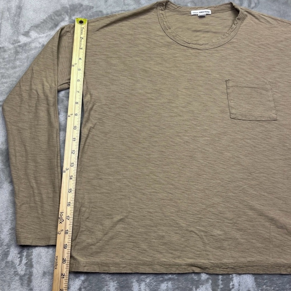JAMES PERSE British Khaki Long Sleeve Pocket T-Shirt Women's Size 2 Medium - Picture 4 of 7